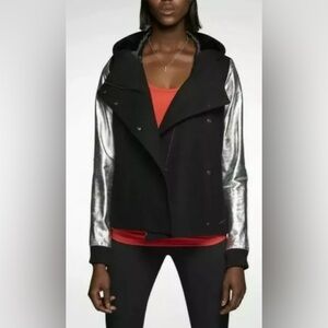Nike Women's Destroyer Butterfly Black Wool Silver Leather Jacket